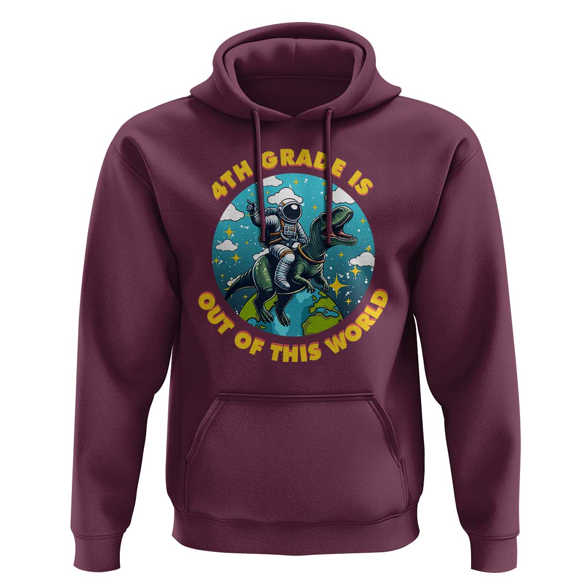 Funny Back To School Space Hoodie 4TH Grade Is Out Of This World Dinosaur Astronaut Planet - Wonder Print Shop