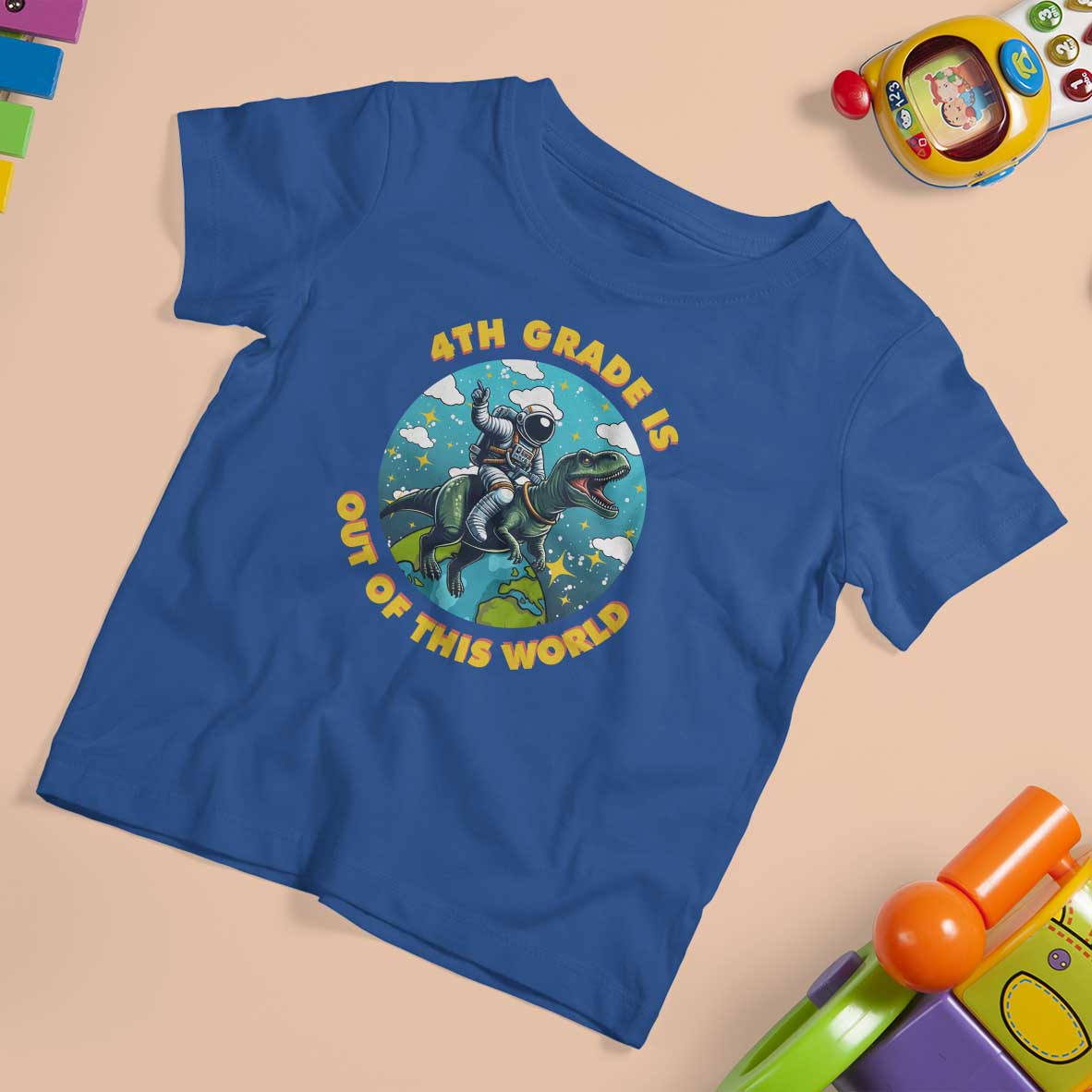 Funny Back To School Space T Shirt For Kid 4TH Grade Is Out Of This World Dinosaur Astronaut Planet - Wonder Print Shop