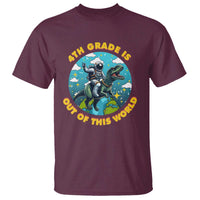 Funny Back To School Space T Shirt 4TH Grade Is Out Of This World Dinosaur Astronaut Planet - Wonder Print Shop
