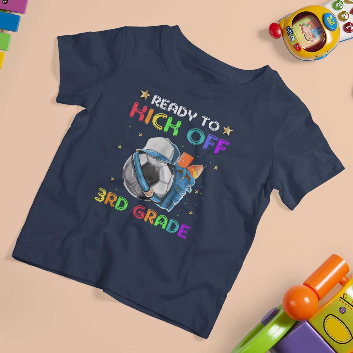 Ready To Kick Off 3rd Grade T Shirt For Kid Back To School Soccer  Backpacks Ruller Pencil - Wonder Print Shop