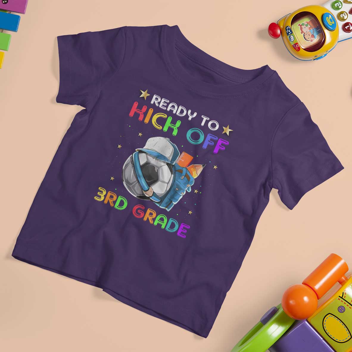 Ready To Kick Off 3rd Grade T Shirt For Kid Back To School Soccer  Backpacks Ruller Pencil - Wonder Print Shop