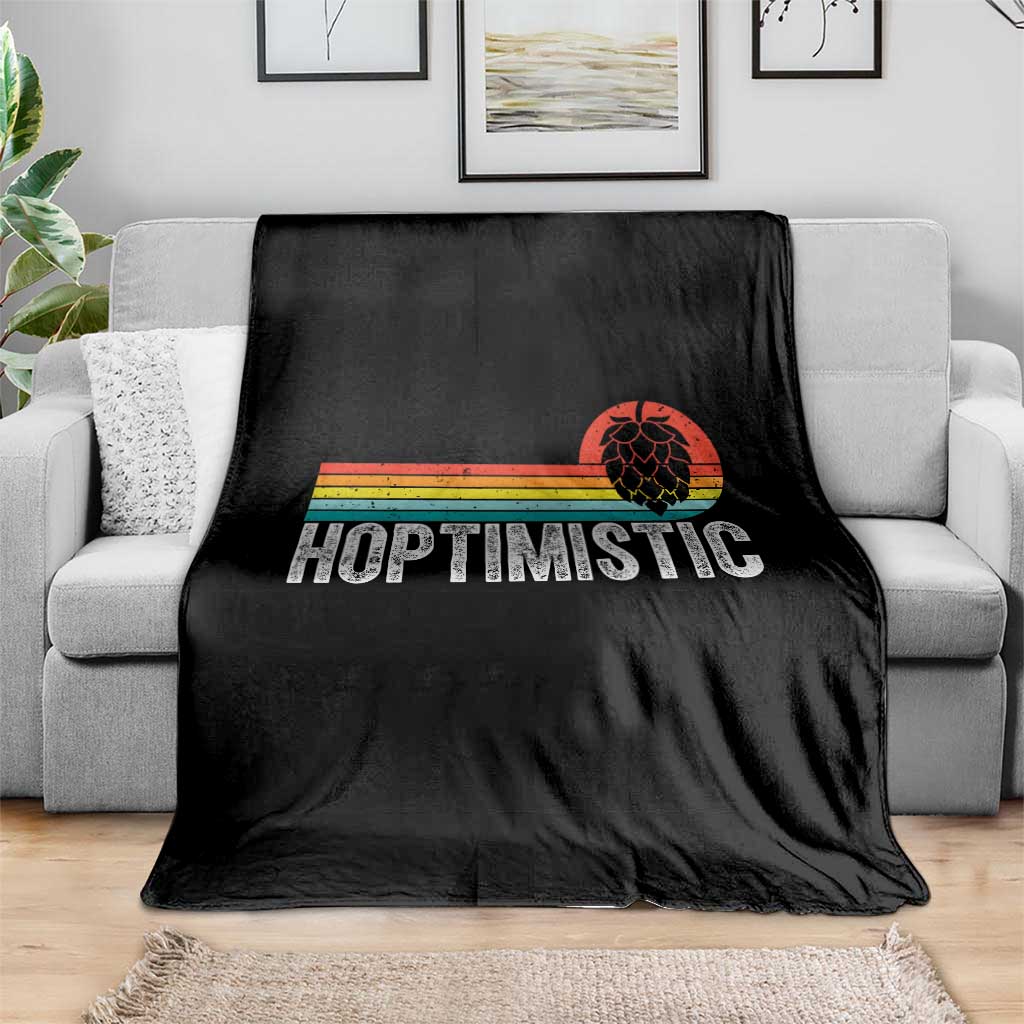 Funny Hops Craft Beer Lover Throw Blanket Hoptimistic Retro Vintage Home Brewing - Wonder Print Shop