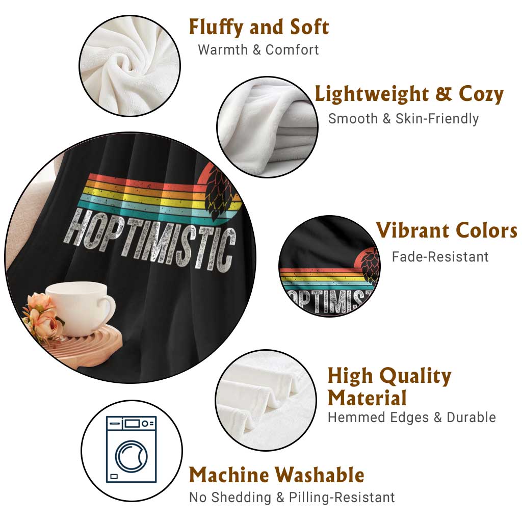 Funny Hops Craft Beer Lover Throw Blanket Hoptimistic Retro Vintage Home Brewing - Wonder Print Shop