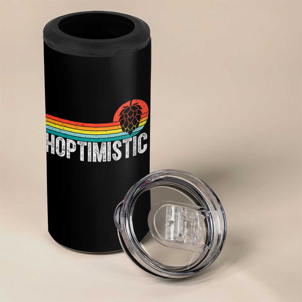 Funny Hops Craft Beer Lover 4 in 1 Can Cooler Tumbler Hoptimistic Retro Vintage Home Brewing - Wonder Print Shop
