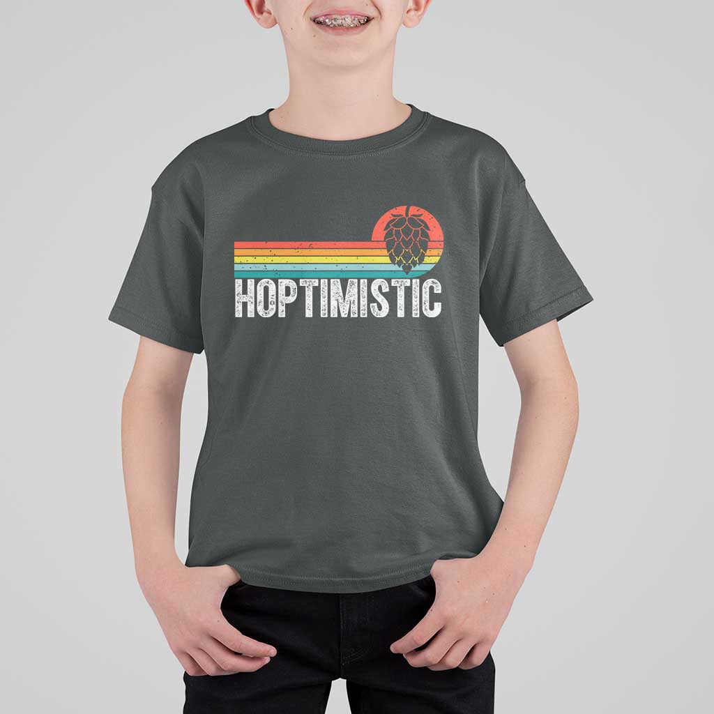 Funny Hops Craft Beer Lover T Shirt For Kid Hoptimistic Retro Vintage Home Brewing - Wonder Print Shop