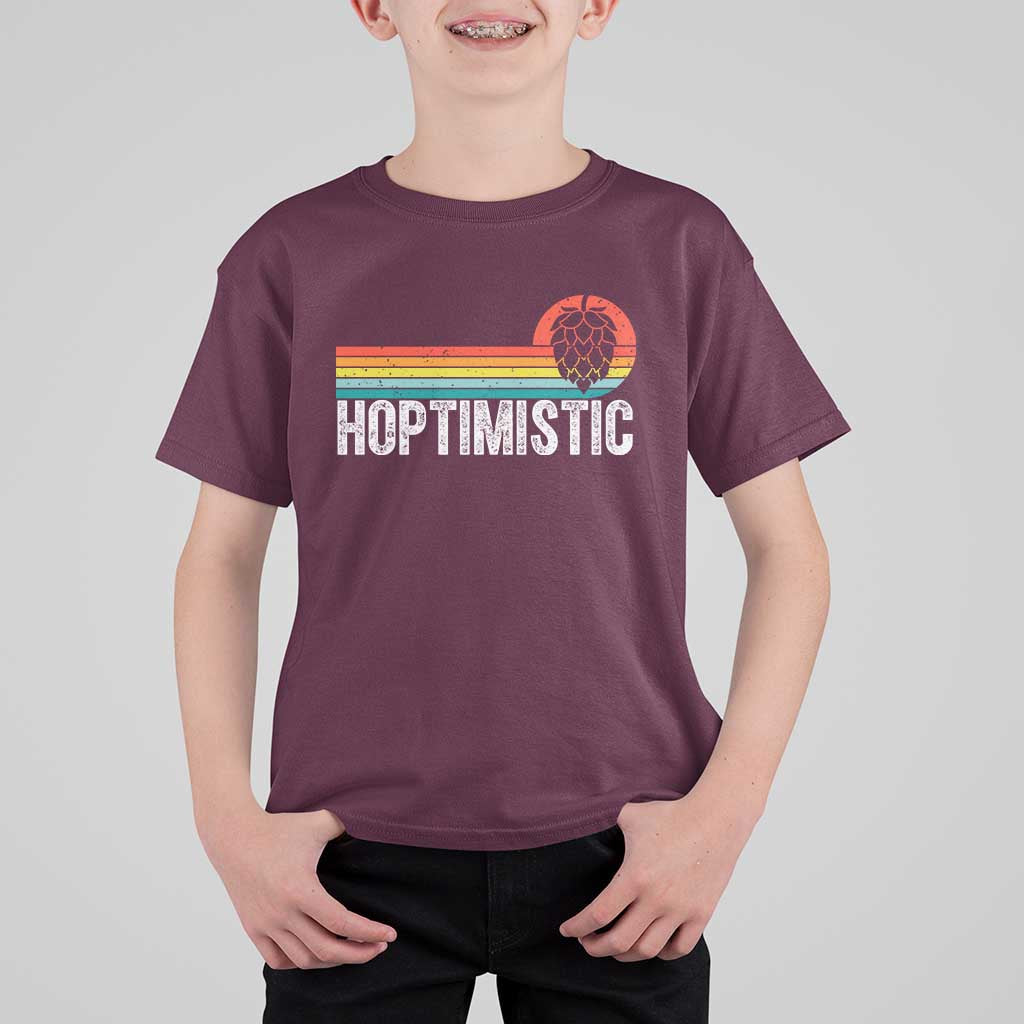 Funny Hops Craft Beer Lover T Shirt For Kid Hoptimistic Retro Vintage Home Brewing - Wonder Print Shop