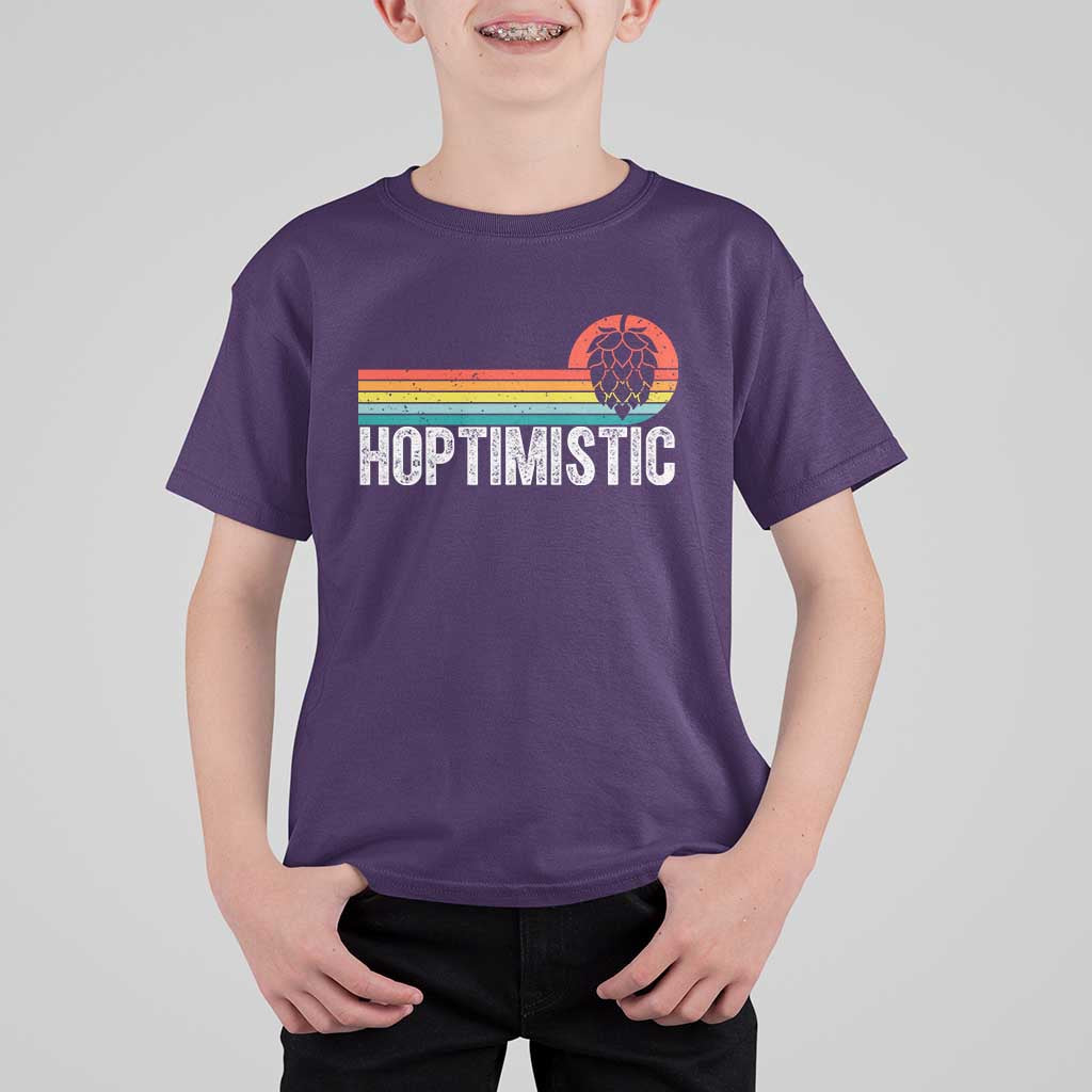 Funny Hops Craft Beer Lover T Shirt For Kid Hoptimistic Retro Vintage Home Brewing - Wonder Print Shop