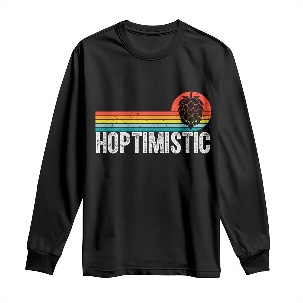 Funny Hops Craft Beer Lover Long Sleeve Shirt Hoptimistic Retro Vintage Home Brewing - Wonder Print Shop