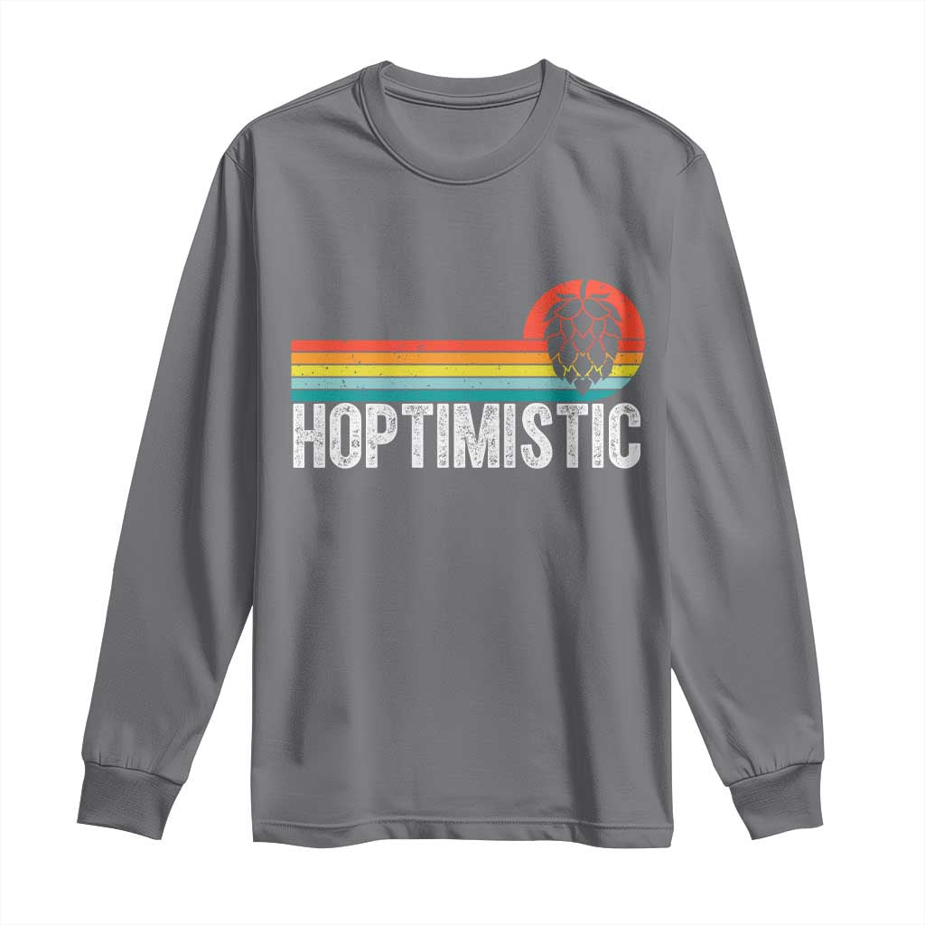 Funny Hops Craft Beer Lover Long Sleeve Shirt Hoptimistic Retro Vintage Home Brewing - Wonder Print Shop