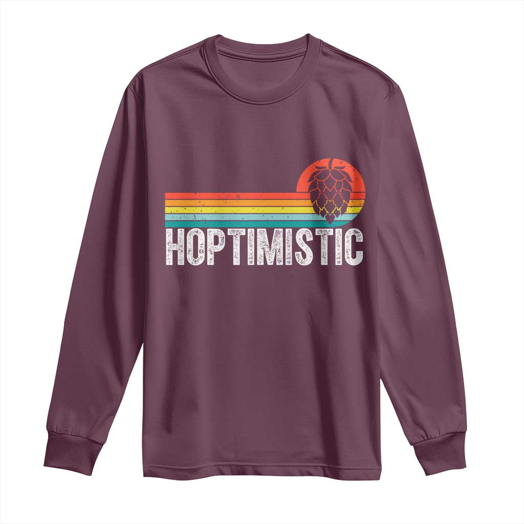 Funny Hops Craft Beer Lover Long Sleeve Shirt Hoptimistic Retro Vintage Home Brewing - Wonder Print Shop