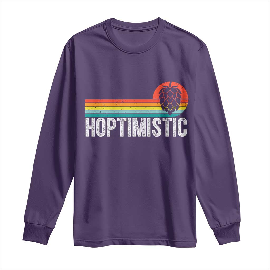 Funny Hops Craft Beer Lover Long Sleeve Shirt Hoptimistic Retro Vintage Home Brewing - Wonder Print Shop