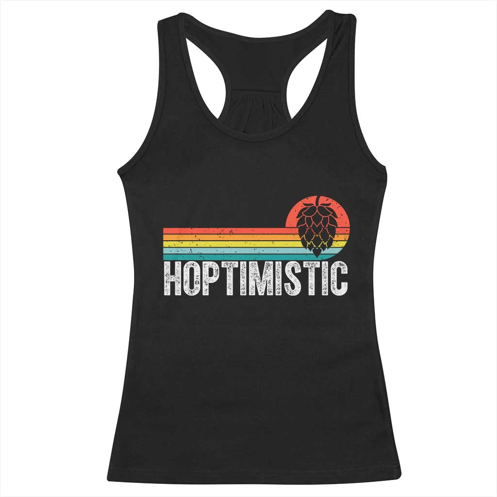 Funny Hops Craft Beer Lover Racerback Tank Top Hoptimistic Retro Vintage Home Brewing - Wonder Print Shop