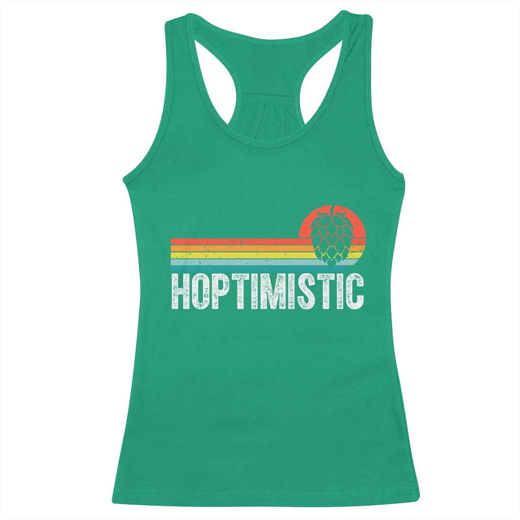 Funny Hops Craft Beer Lover Racerback Tank Top Hoptimistic Retro Vintage Home Brewing - Wonder Print Shop