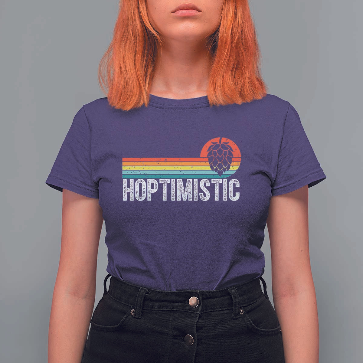 Funny Hops Craft Beer Lover T Shirt For Women Hoptimistic Retro Vintage Home Brewing - Wonder Print Shop