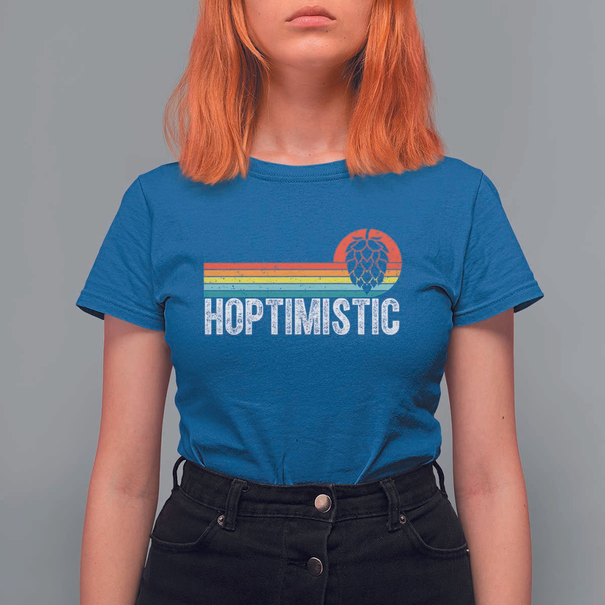 Funny Hops Craft Beer Lover T Shirt For Women Hoptimistic Retro Vintage Home Brewing - Wonder Print Shop