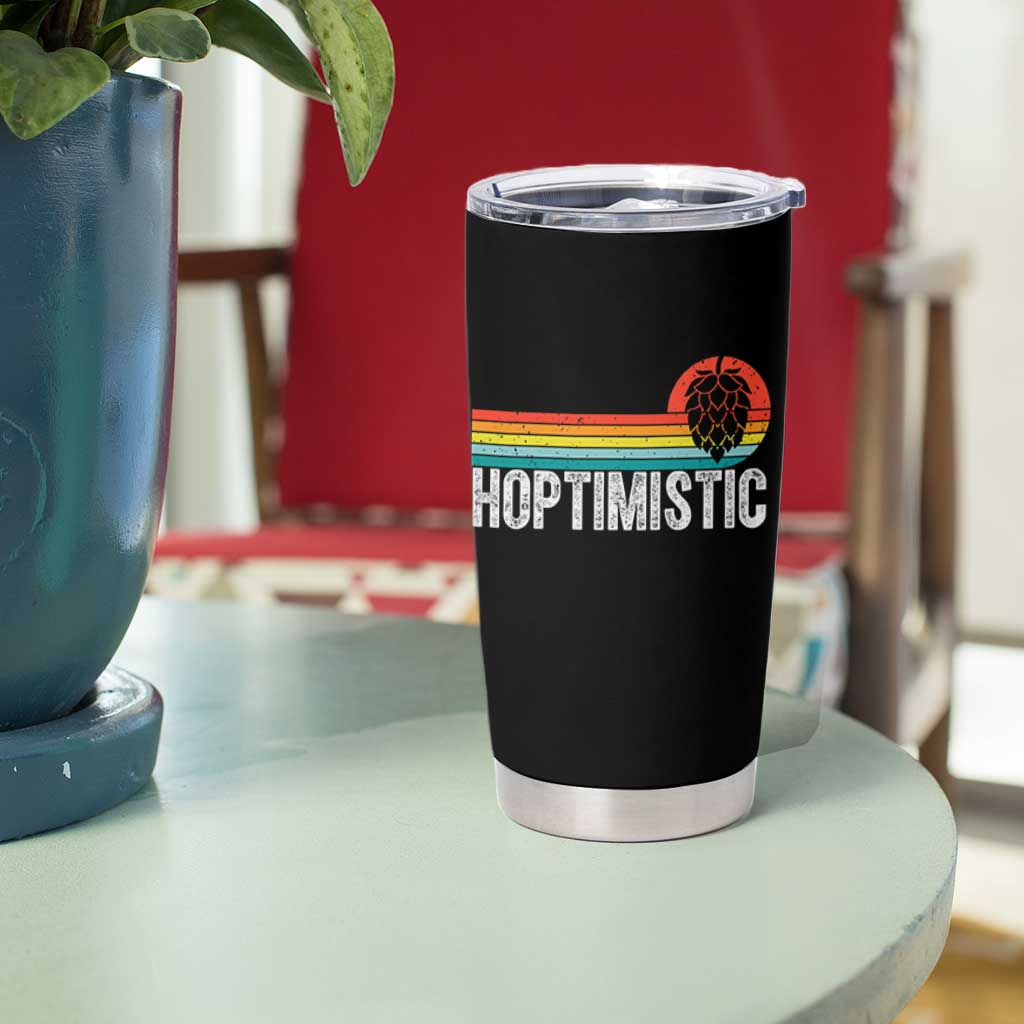 Funny Hops Craft Beer Lover Tumbler Cup Hoptimistic Retro Vintage Home Brewing - Wonder Print Shop