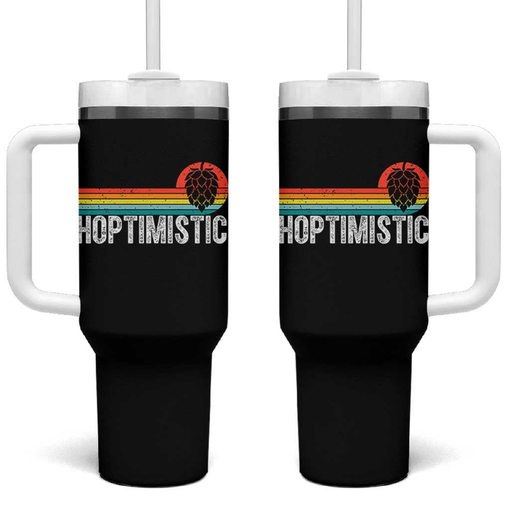 Funny Hops Craft Beer Lover Tumbler With Handle Hoptimistic Retro Vintage Home Brewing - Wonder Print Shop