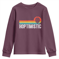 Funny Hops Craft Beer Lover Youth Sweatshirt Hoptimistic Retro Vintage Home Brewing - Wonder Print Shop