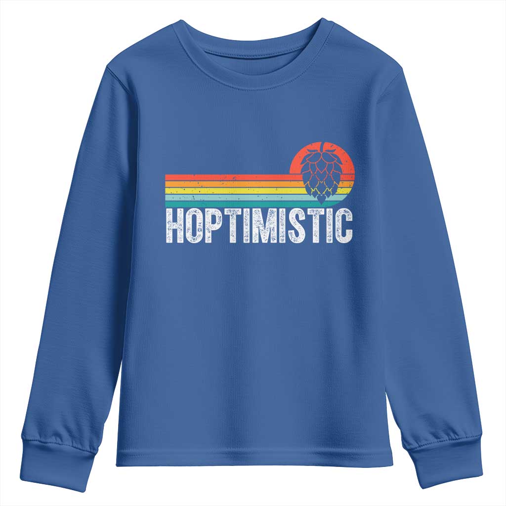 Funny Hops Craft Beer Lover Youth Sweatshirt Hoptimistic Retro Vintage Home Brewing - Wonder Print Shop