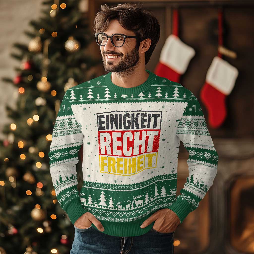 Proud Germany Ugly Christmas Sweater Einigkeit Recht Freiheit German Flag - Wonder Print Shop