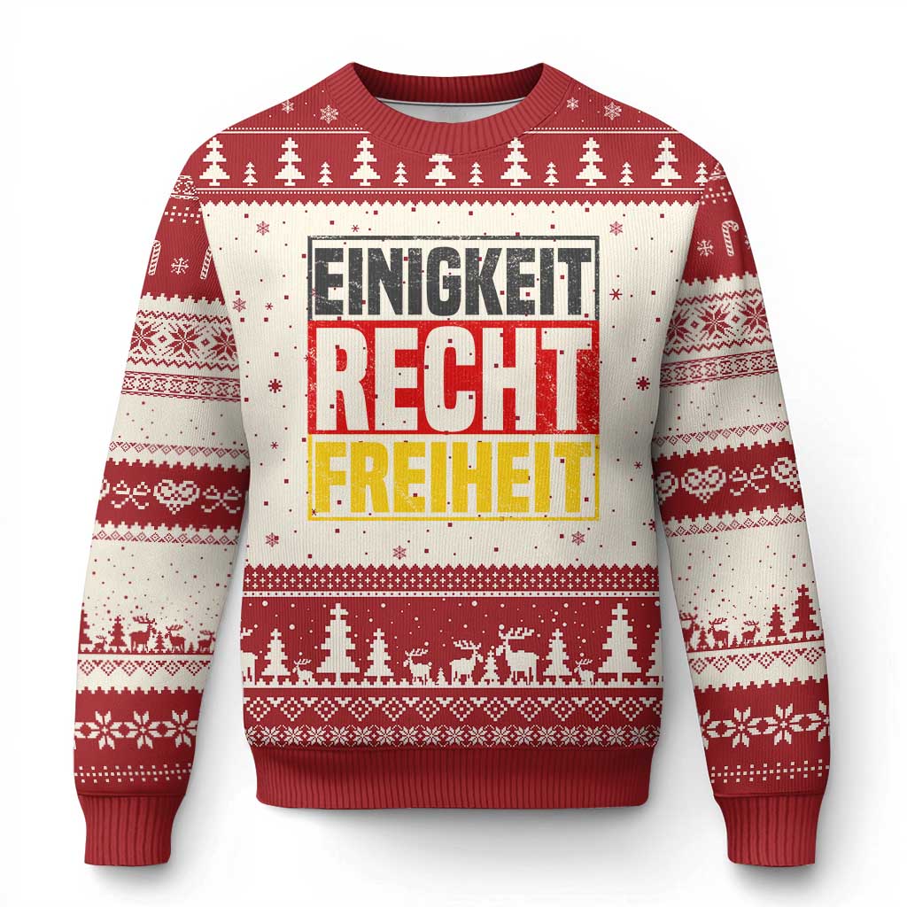 Proud Germany Ugly Christmas Sweater Einigkeit Recht Freiheit German Flag - Wonder Print Shop