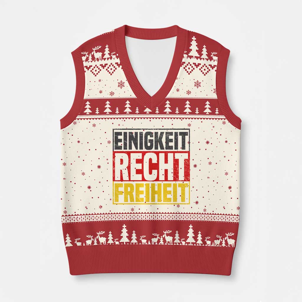 Proud Germany V-Neck Knit Sweater Vest Einigkeit Recht Freiheit German Flag - Wonder Print Shop