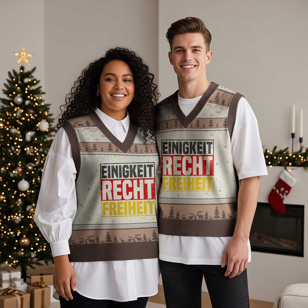 Proud Germany V-Neck Knit Sweater Vest Einigkeit Recht Freiheit German Flag - Wonder Print Shop