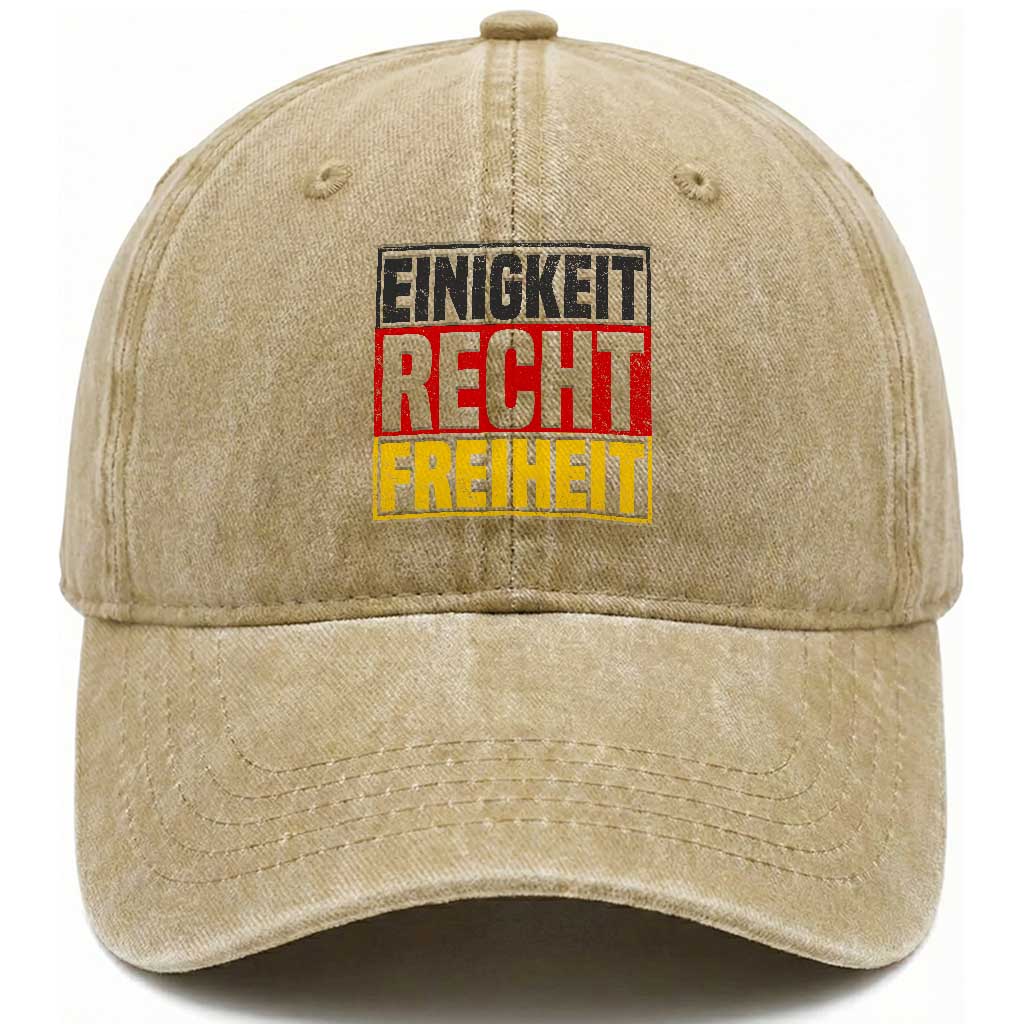 Proud Germany Washed Cotton Baseball Cap Einigkeit Recht Freiheit German Flag
