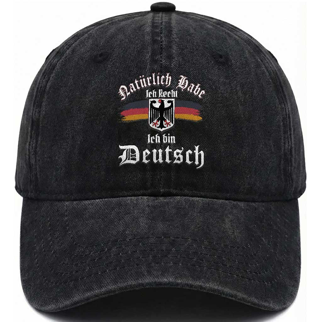 Proud Germany Washed Cotton Baseball Cap Naturlich Bate Ich Recht Ich Bin Deutsch