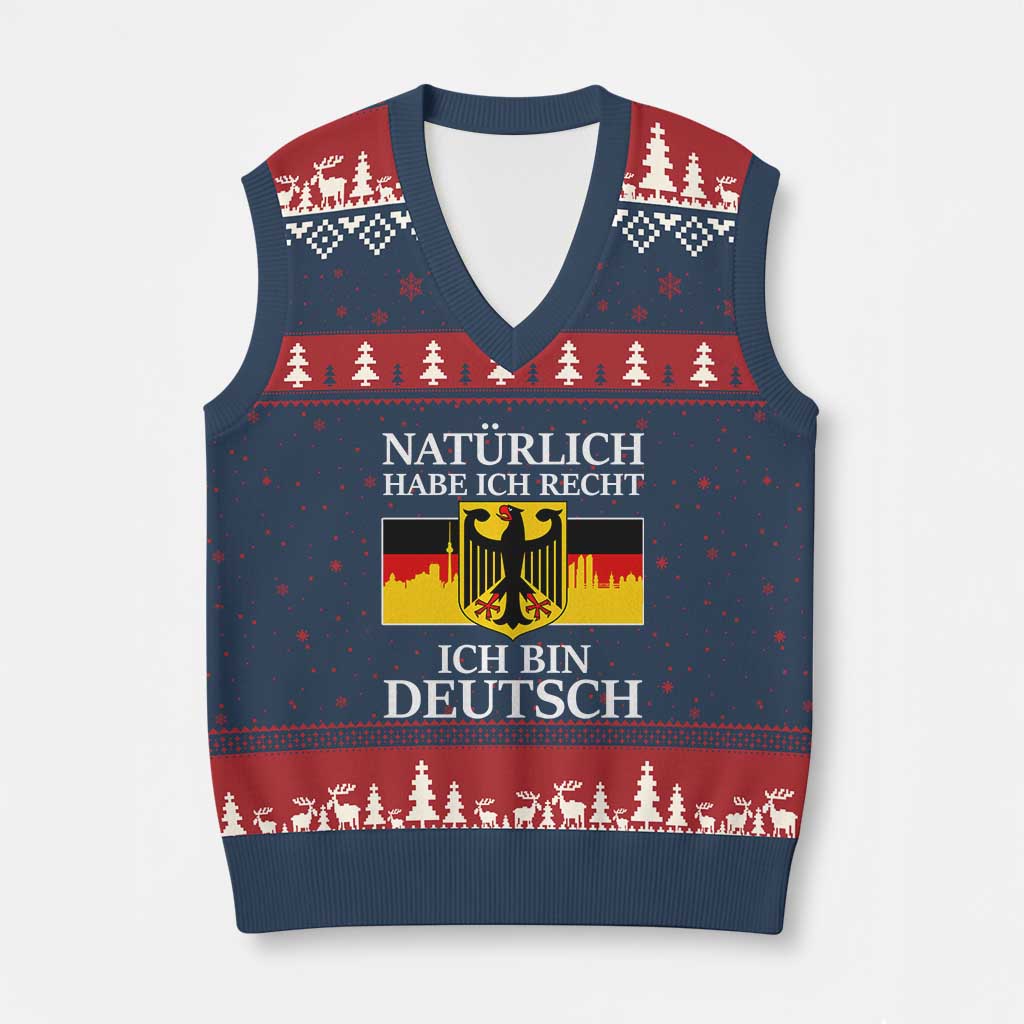 Proud Germany V-Neck Knit Sweater Vest Naturlich Habe Ich Recht Ich Bin Deutsch - Wonder Print Shop
