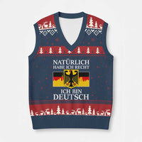 Proud Germany V-Neck Knit Sweater Vest Naturlich Habe Ich Recht Ich Bin Deutsch - Wonder Print Shop