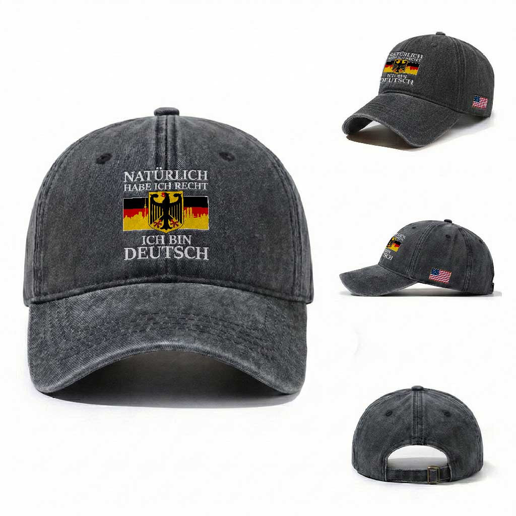 Proud Germany Washed Cotton Baseball Cap Naturlich Habe Ich Recht Ich Bin Deutsch