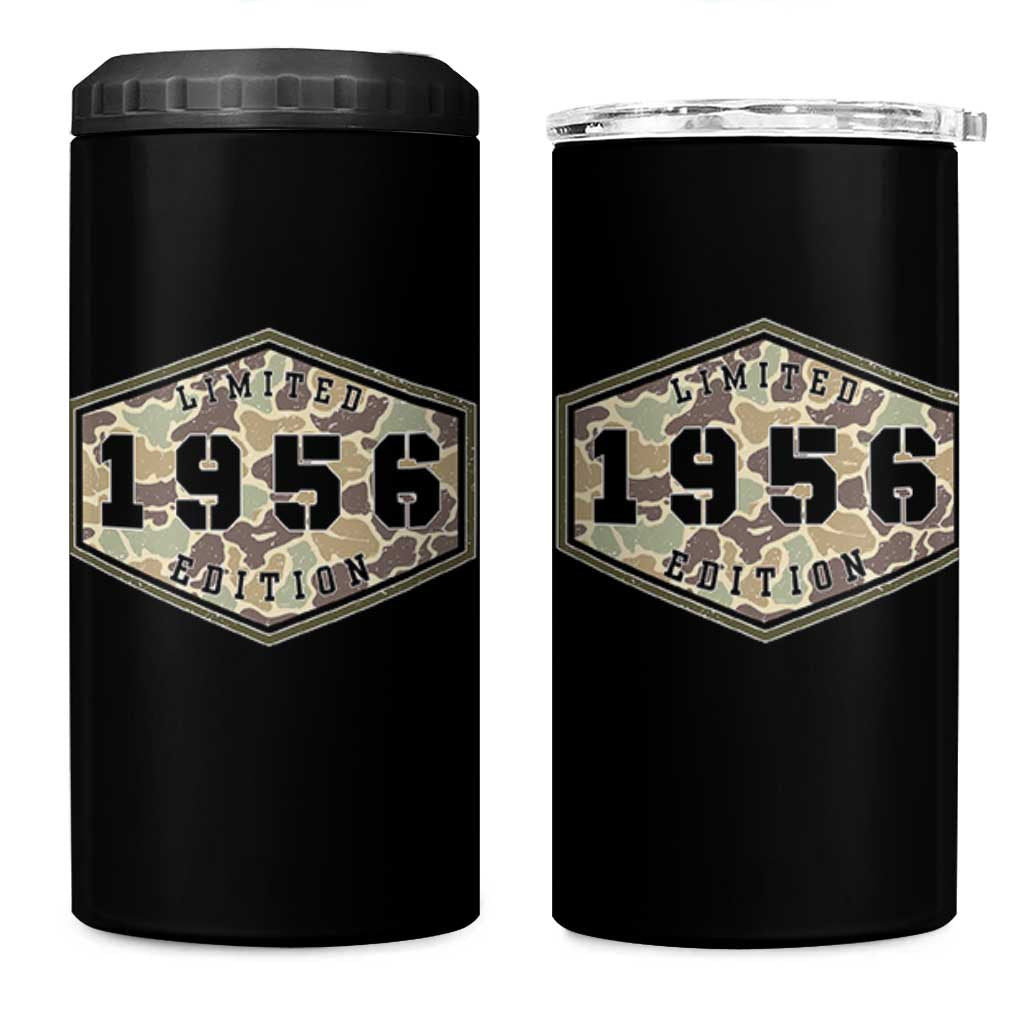 70th Birthday Hunting 4 in 1 Can Cooler Tumbler 1956 Limited Edition Vintage Camouflage Gifts For Turning 70