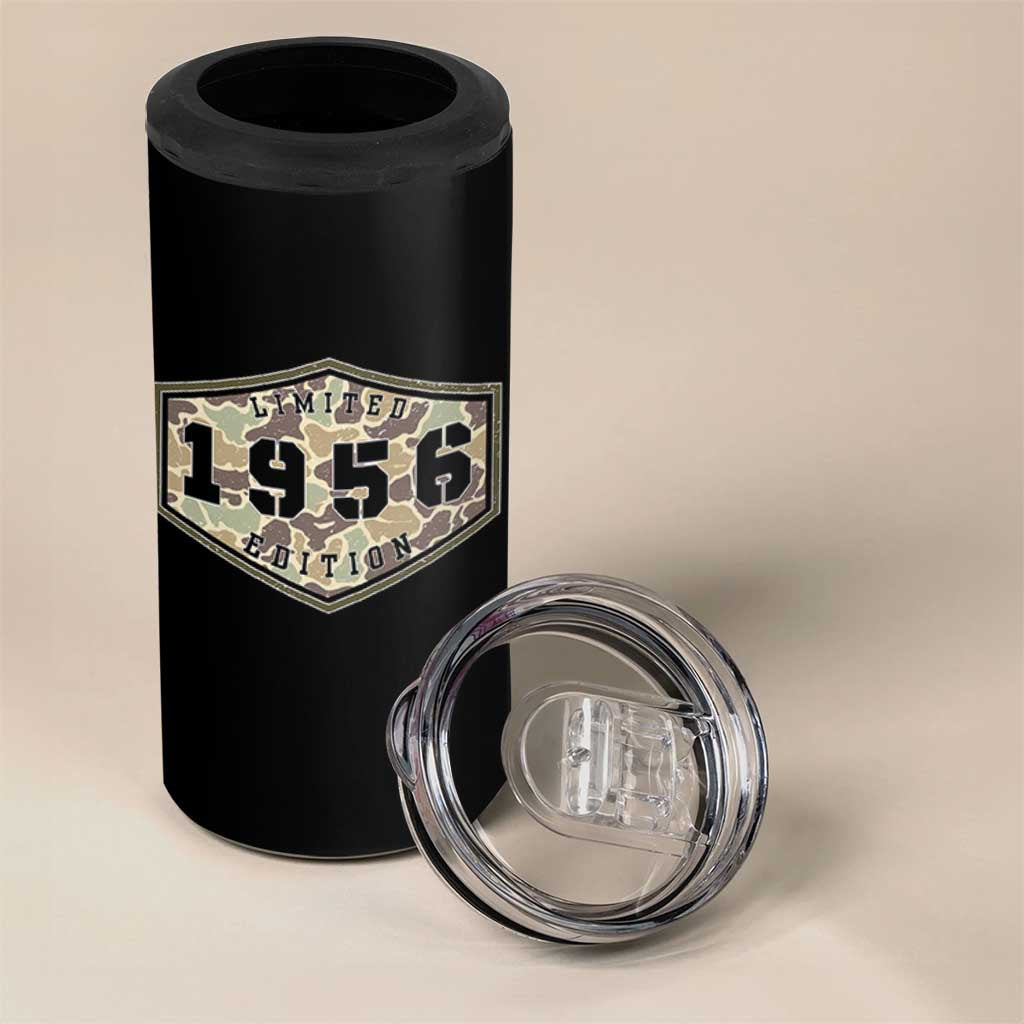 70th Birthday Hunting 4 in 1 Can Cooler Tumbler 1956 Limited Edition Vintage Camouflage Gifts For Turning 70