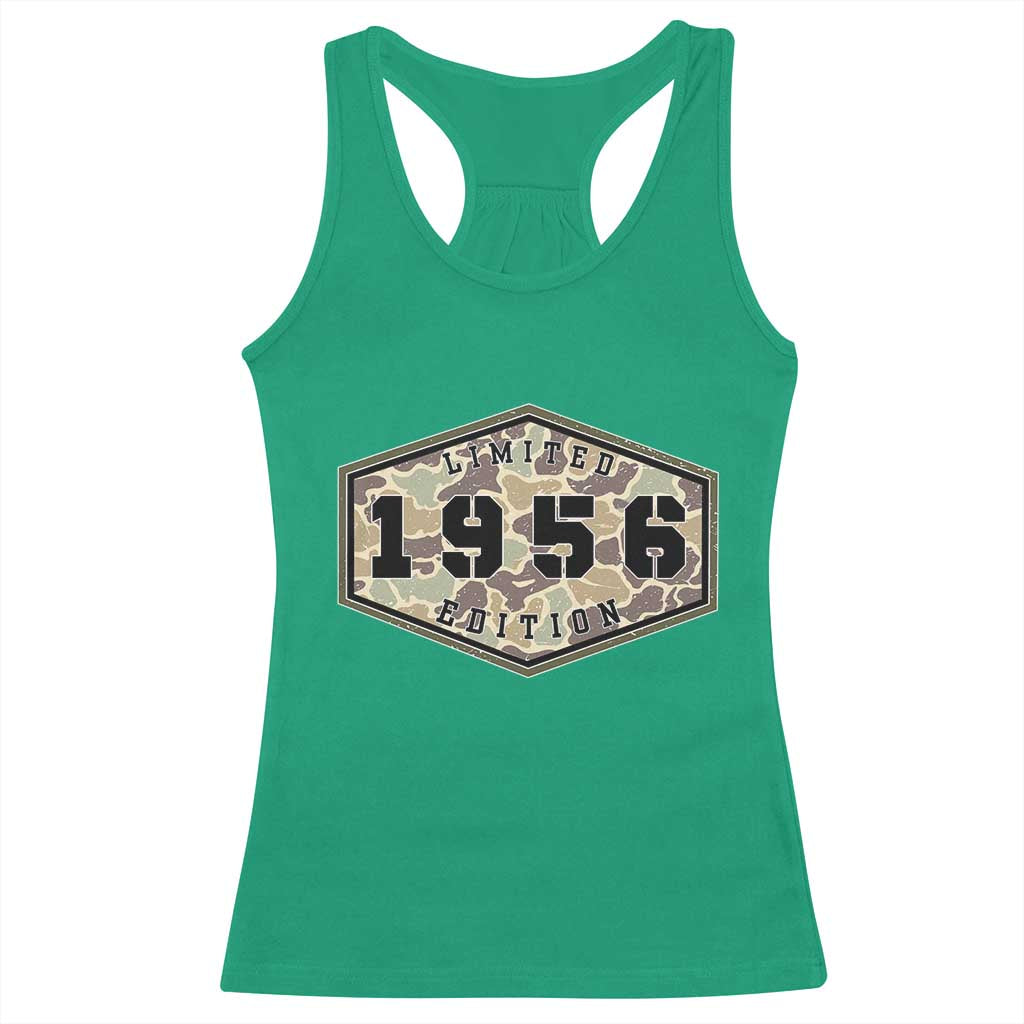 70th Birthday Hunting Racerback Tank Top 1956 Limited Edition Vintage Camouflage Gifts For Turning 70
