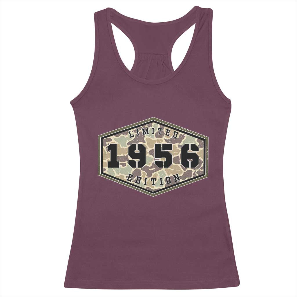 70th Birthday Hunting Racerback Tank Top 1956 Limited Edition Vintage Camouflage Gifts For Turning 70