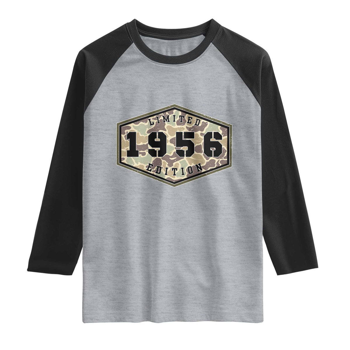 70th Birthday Hunting Raglan Shirt 1956 Limited Edition Vintage Camouflage Gifts For Turning 70