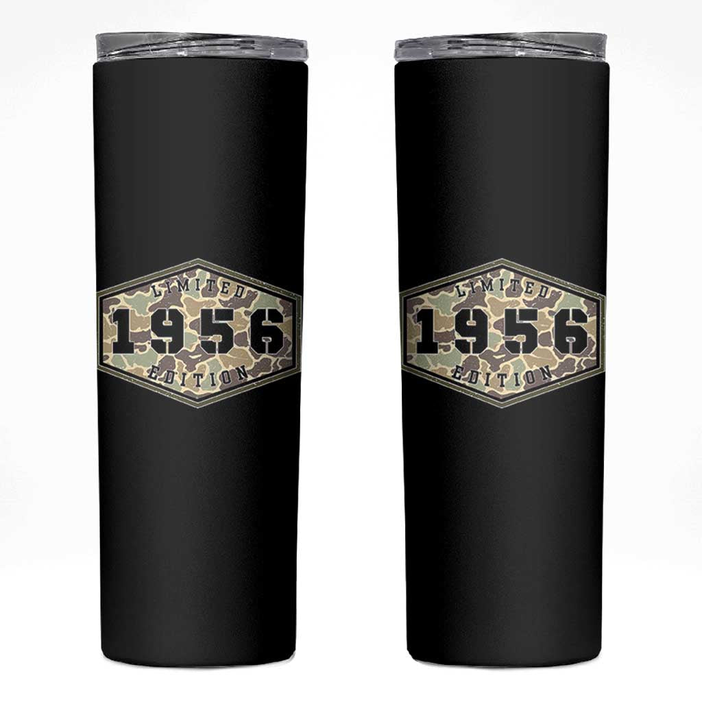 70th Birthday Hunting Skinny Tumbler 1956 Limited Edition Vintage Camouflage Gifts For Turning 70