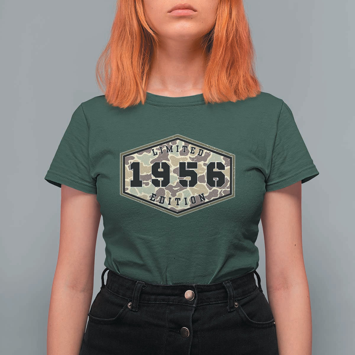 70th Birthday Hunting T Shirt For Women 1956 Limited Edition Vintage Camouflage Gifts For Turning 70