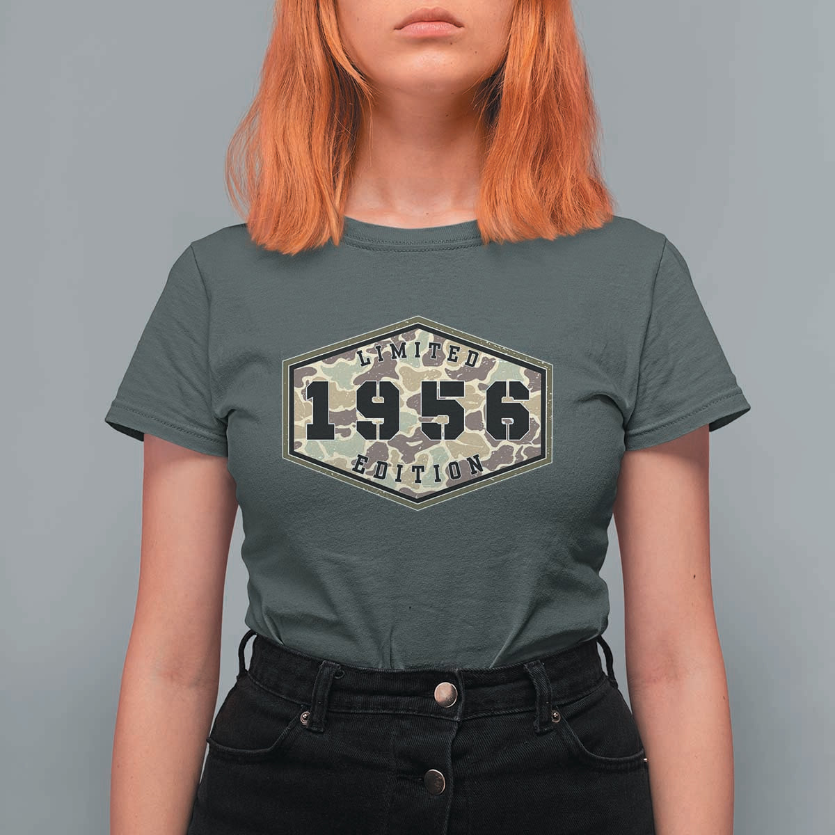 70th Birthday Hunting T Shirt For Women 1956 Limited Edition Vintage Camouflage Gifts For Turning 70
