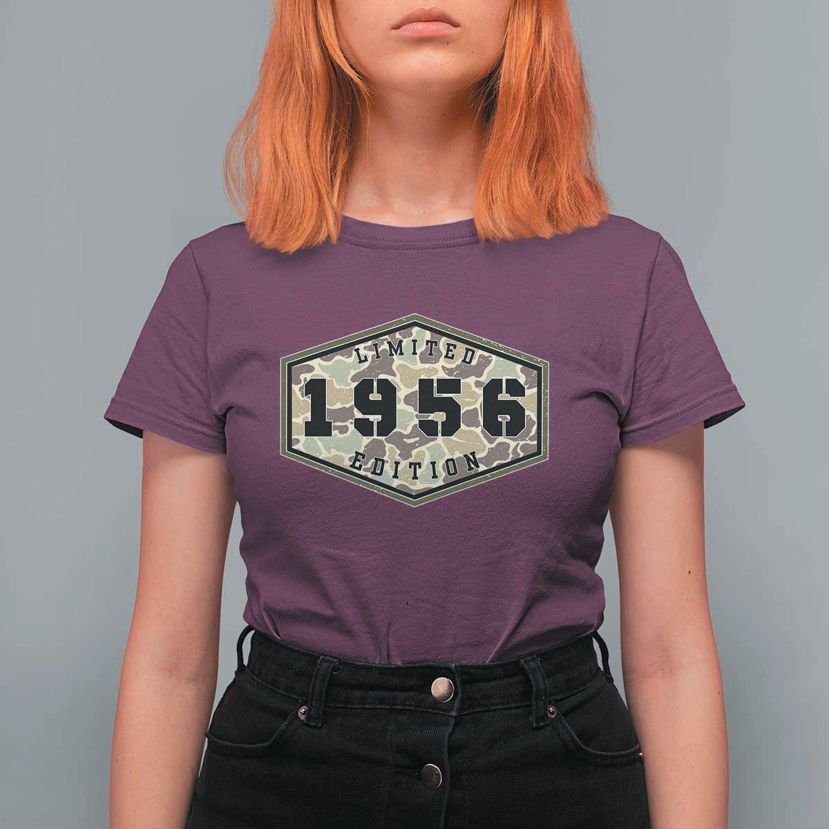 70th Birthday Hunting T Shirt For Women 1956 Limited Edition Vintage Camouflage Gifts For Turning 70