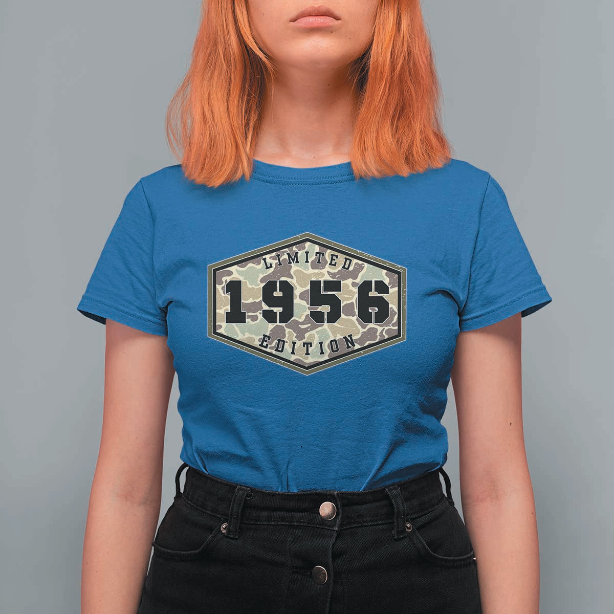 70th Birthday Hunting T Shirt For Women 1956 Limited Edition Vintage Camouflage Gifts For Turning 70