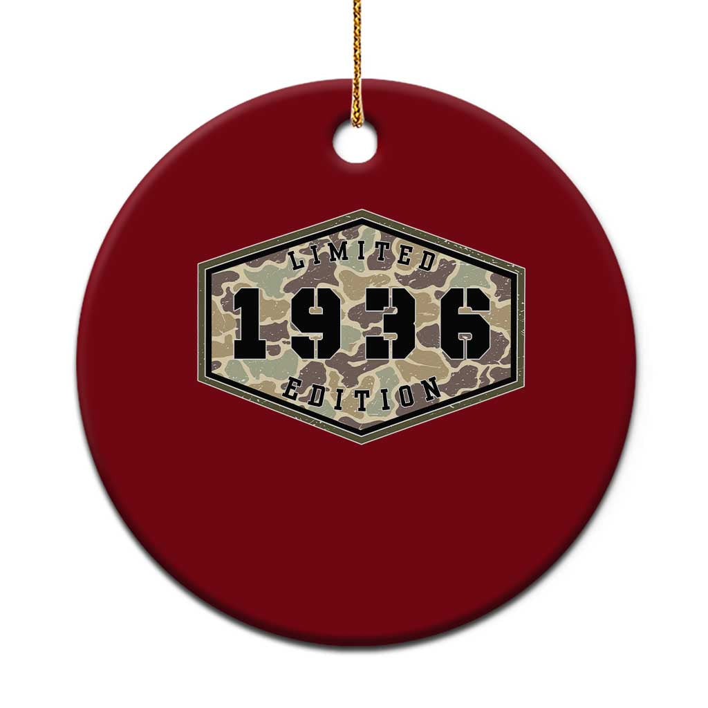 90th Birthday Hunting Ceramic Ornament 1936 Limited Edition Vintage Camouflage Gifts For Turning 90