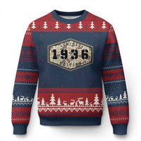 90th Birthday Hunting Ugly Christmas Sweater 1936 Limited Edition Vintage Camouflage Gifts For Turning 90