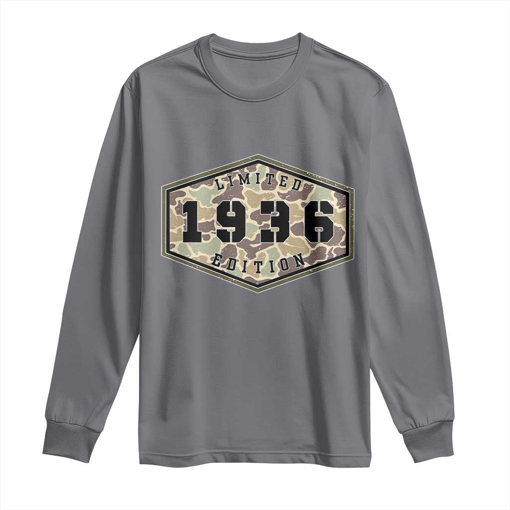 90th Birthday Hunting Long Sleeve Shirt 1936 Limited Edition Vintage Camouflage Gifts For Turning 90