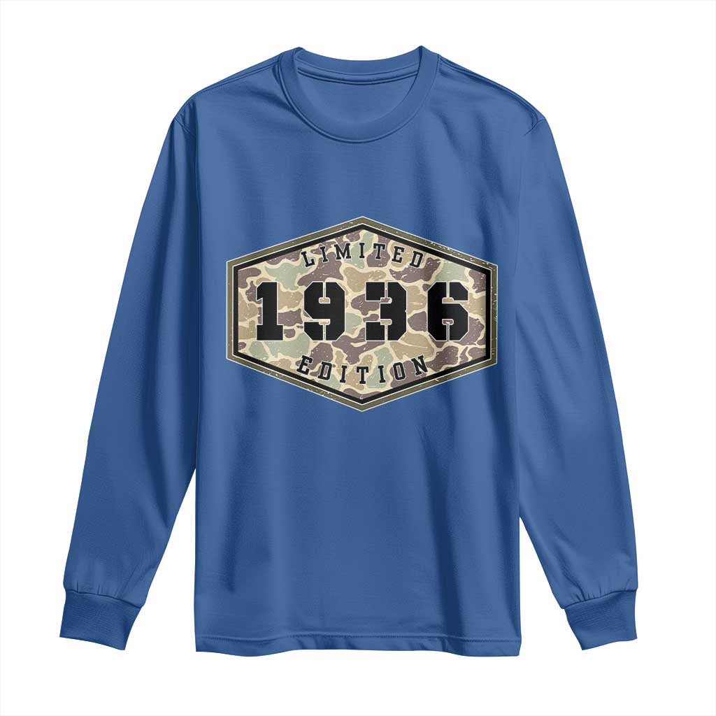 90th Birthday Hunting Long Sleeve Shirt 1936 Limited Edition Vintage Camouflage Gifts For Turning 90
