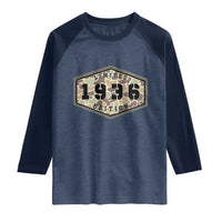 90th Birthday Hunting Raglan Shirt 1936 Limited Edition Vintage Camouflage Gifts For Turning 90