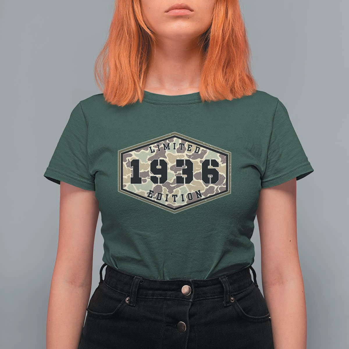 90th Birthday Hunting T Shirt For Women 1936 Limited Edition Vintage Camouflage Gifts For Turning 90