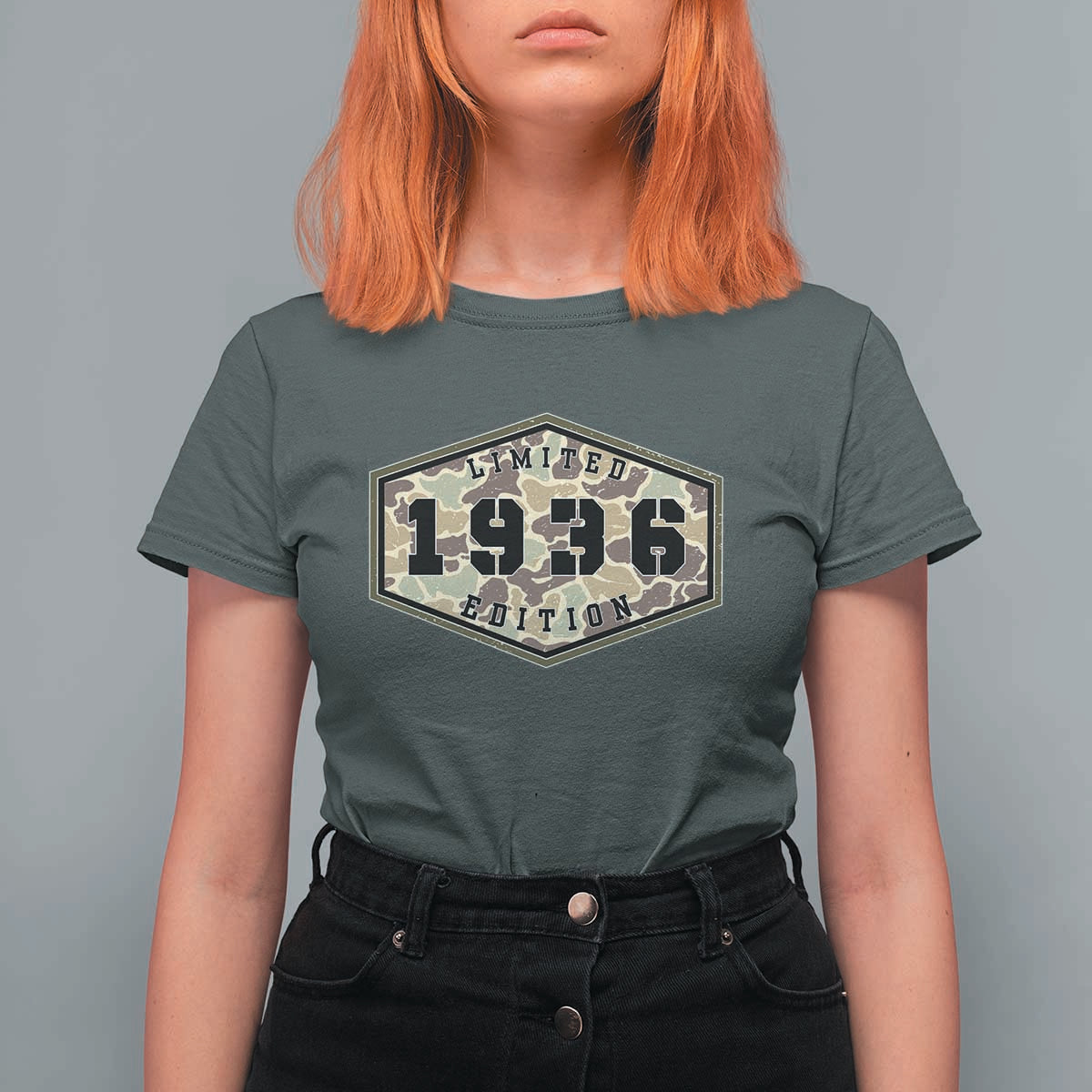 90th Birthday Hunting T Shirt For Women 1936 Limited Edition Vintage Camouflage Gifts For Turning 90