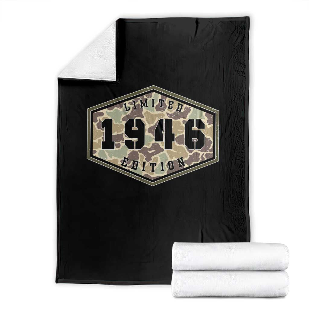 80th Birthday Hunting Throw Blanket 1946 Limited Edition Vintage Camouflage Gifts For Turning 80